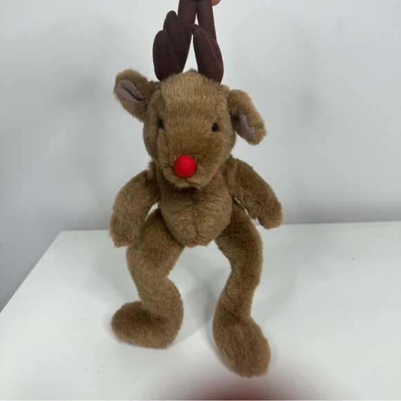 VTG Wang's International Reindeer Long Legs Plush 15" Decor Christmas Red Nose - Picture 9 of 12